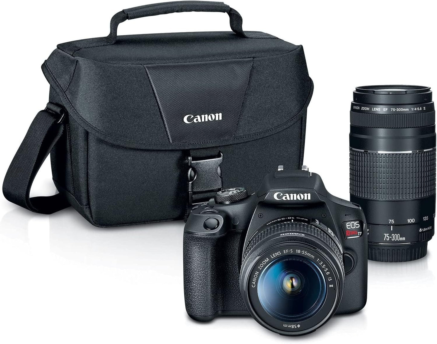 Canon EOS Rebel T7 DSLR Camera EF-S 18-55mm f/3.5-5.6 is II Lens Kit, 24.1 Megapixel CMOS (APS-C) Sensor, Full HD Videos, Built-in Wi-Fi, Beginner Photographers, Digital Camera, Black | 24.1MP Aps-C CMOS, Full HD 1080p, Built-in WI-FI and Nfc, Iso 100-640