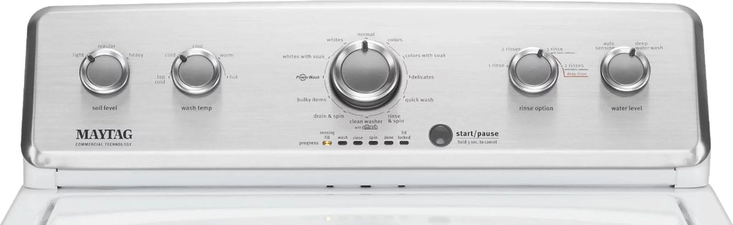 Maytag – 3.8 Cu. Ft. High Efficiency Top Load Washer with PowerWash Agitator – White