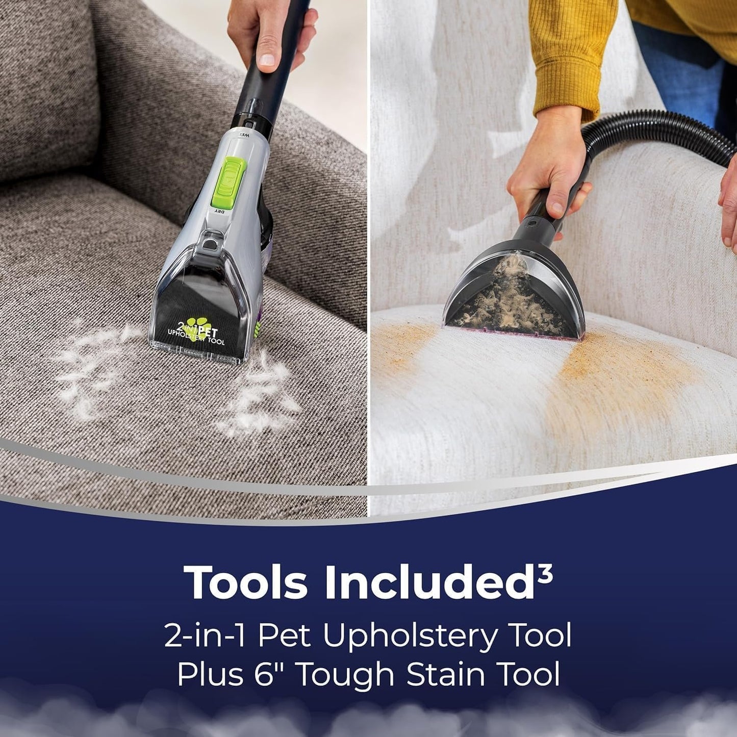 BISSELL Revolution HydroSteam Pet Carpet Cleaner, Upright Deep Cleaner, HydroSteam Technology, 2-in-1 Pet Upholstery Tool & Formulas Included, 3432