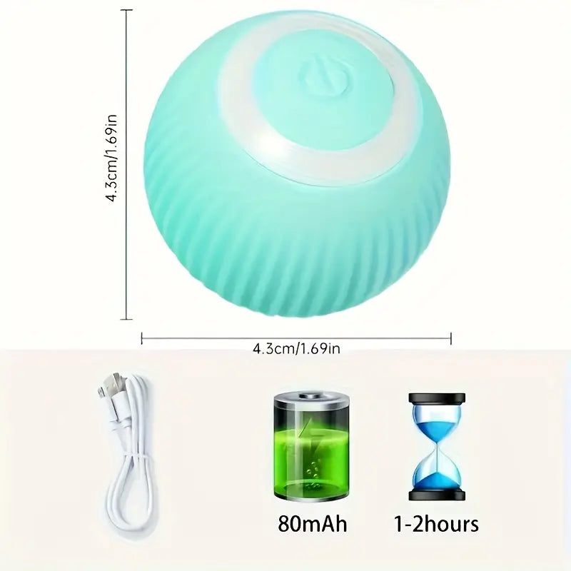 Striped Plastic Interactive Cat Ball Toy - USB Rechargeable, Automatic Rolling, Smart Motion, Luminous, Safe Material – Suitable for Large Breeds, Battery