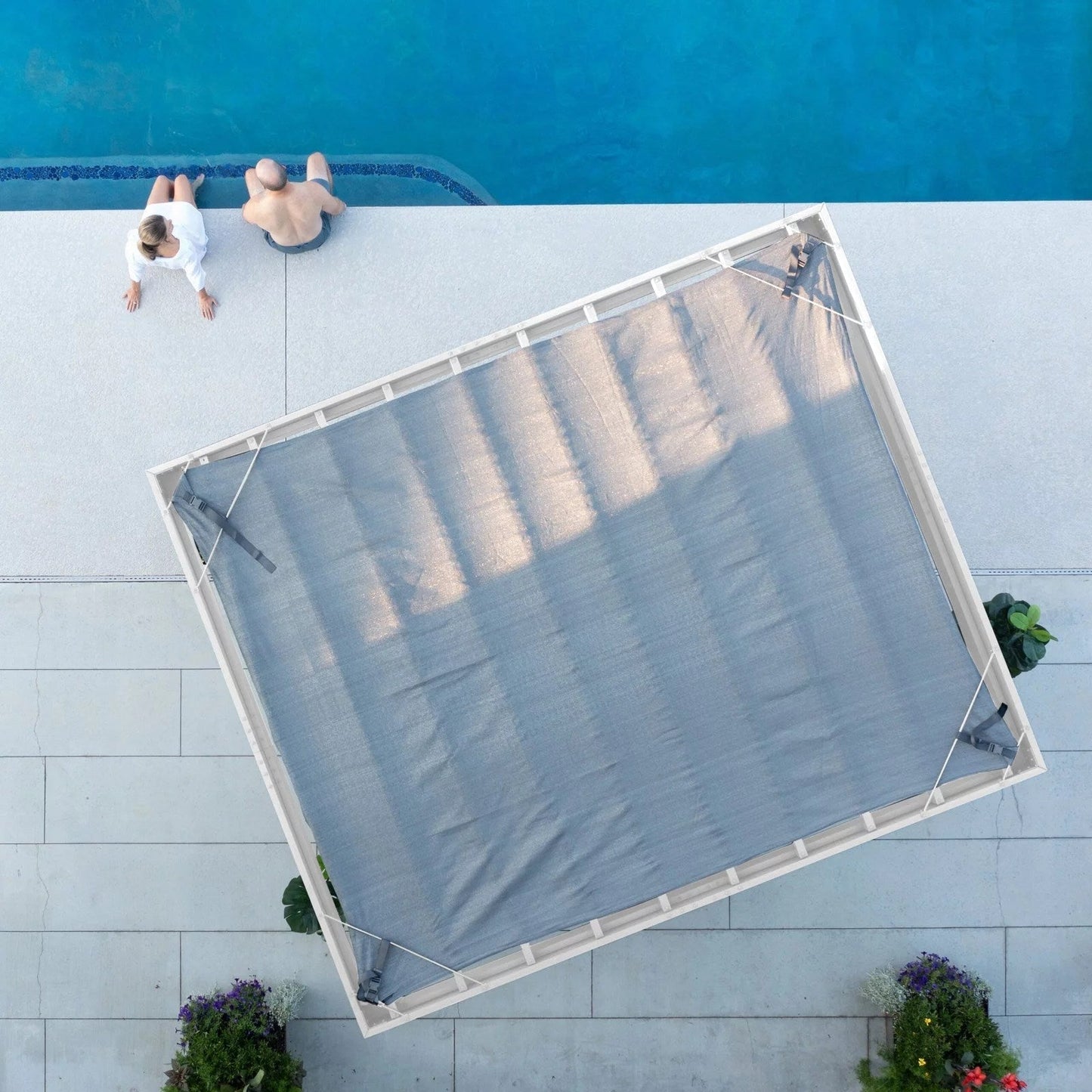 12×10 Windham Modern Steel Pergola With Sail Shade Soft Canopy