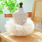 1 Pet Apparel Dog Spring/Summer Breathable White Wedding Dress Princess Dress with Pulling Cord Button For Small Medium Dogs