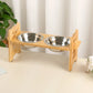 Bamboo Elevated Dog Bowls with Stand, Adjustable, Raised, Puppy, Cat, Food, Water Bowls, Holder, Feeder for Small and Medium Pet