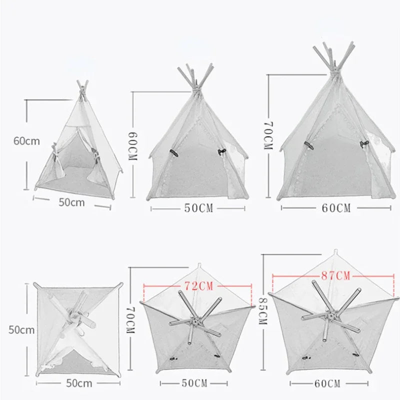 Pet Teepee with Double-Sided Thick Cushion