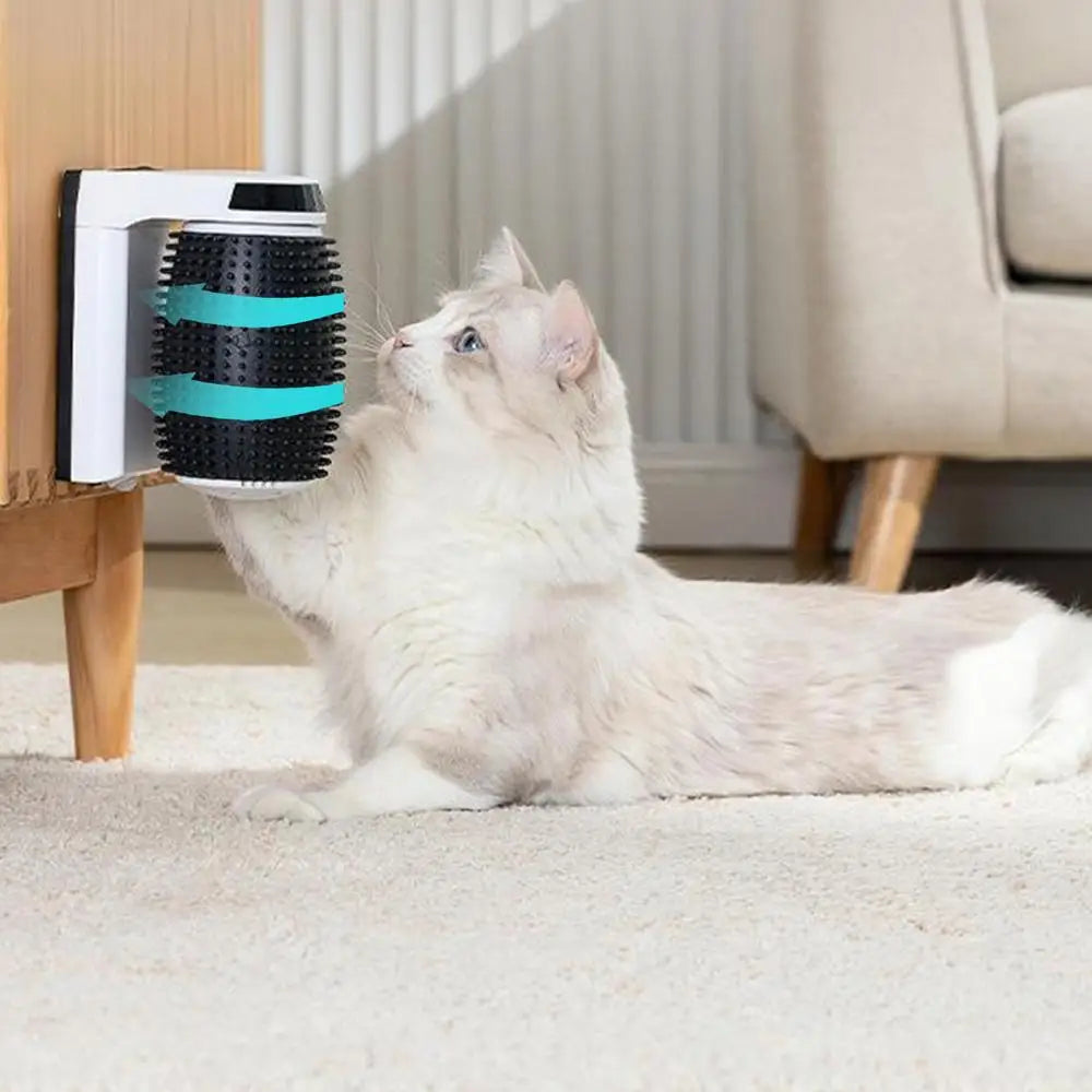 Creative Cat Self Groomer With Catnip Automatic Rotating Cat Massager Wall Corner Groomers Smart Self Cleaning Cat Brush