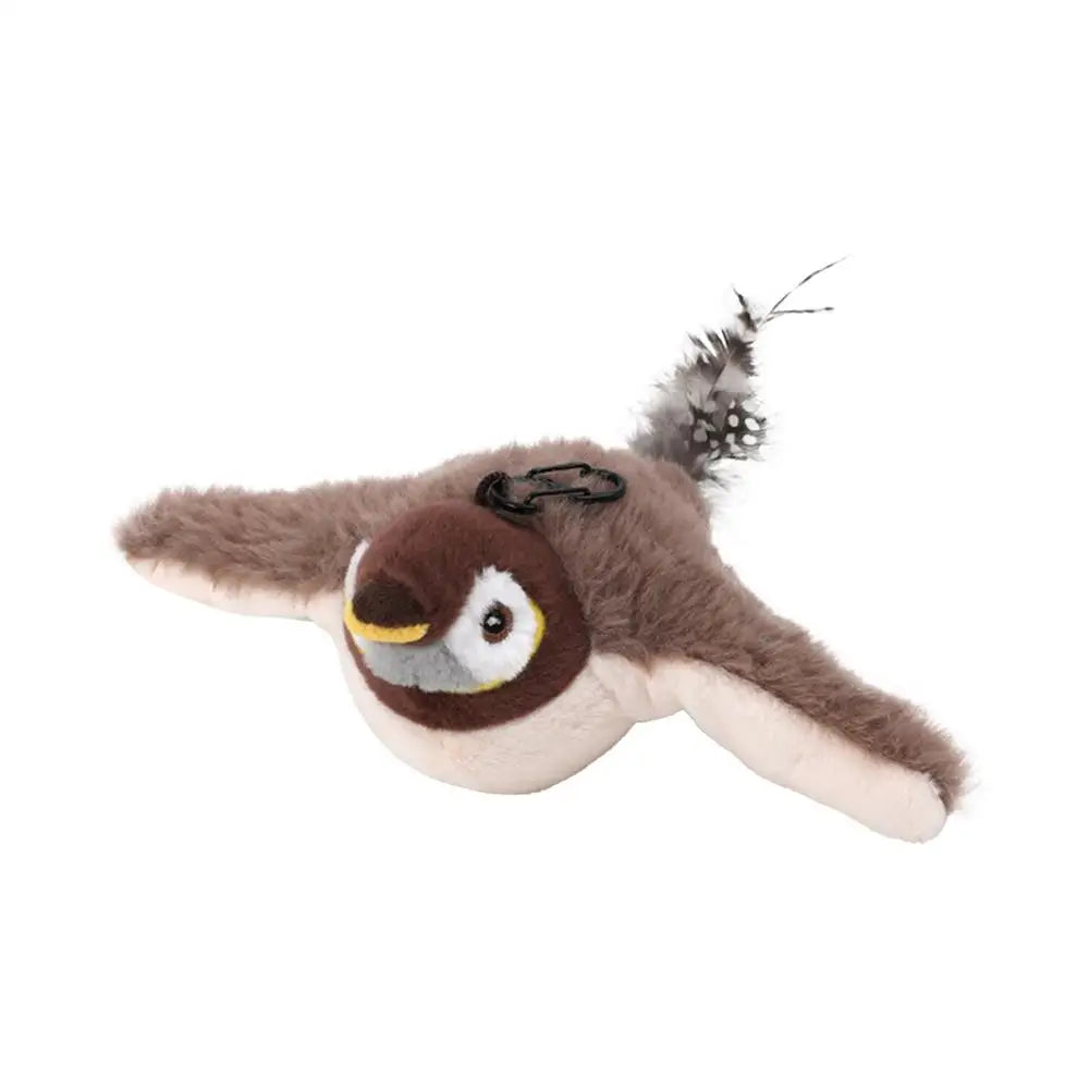 Interactive Cat Toys Chirping Bird Cat Toy Sparrow Plush Toys USB Rechargeable Kitten Toys Flapping Wings Interactive Cat Toy