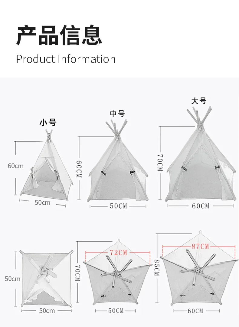Pet Teepee with Double-Sided Thick Cushion