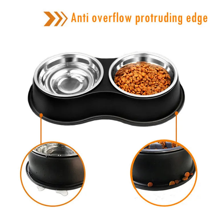 3 In 1 Triple Dog Bowl Removable Stainless Steel Pet Slower Food Bowl Anti-choking Food Water Feeder For Dogs Cat Accessories