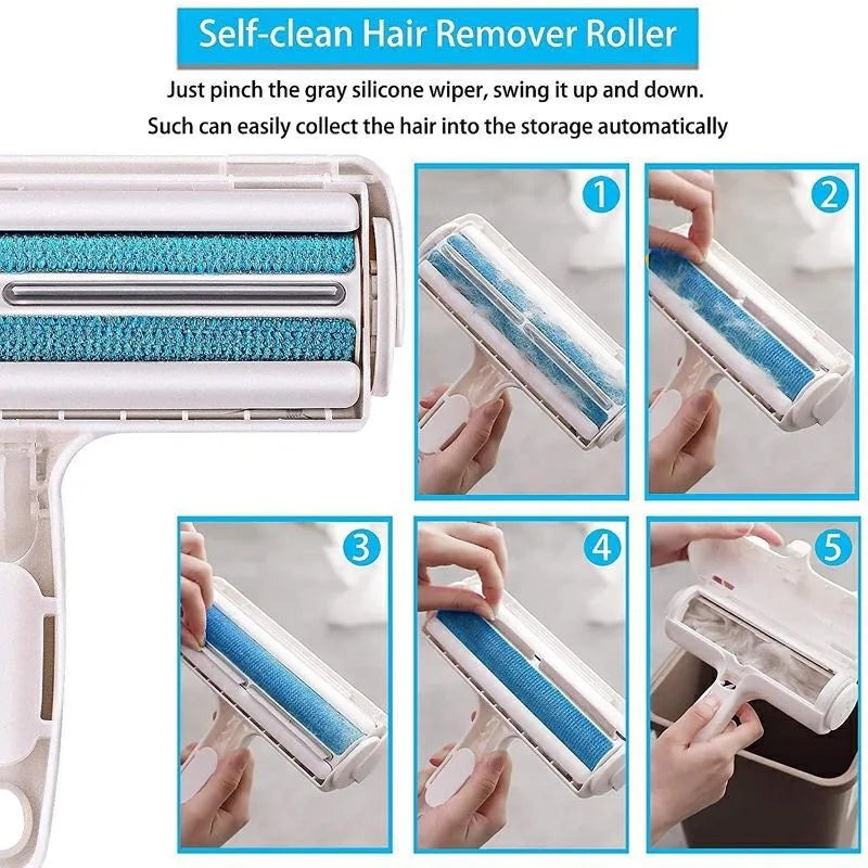 Pet Cat Hair Remover Brush 2-Way Remove Pet Hair Roller Carpet Cleaning Brush Cat Lint Sticking Roller Carpet Cleaner Brushes