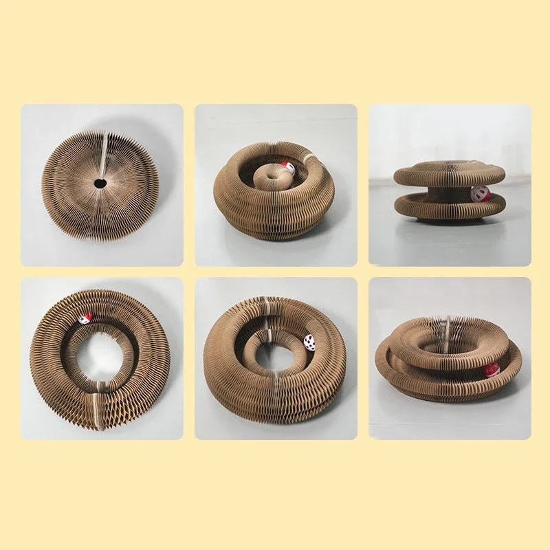 Cat Scratch Board Extendable Toy Bell Cat Grinding Claw Cat Climbing Frame Corrugated Paper Self High Durable Scratch Cat Nest