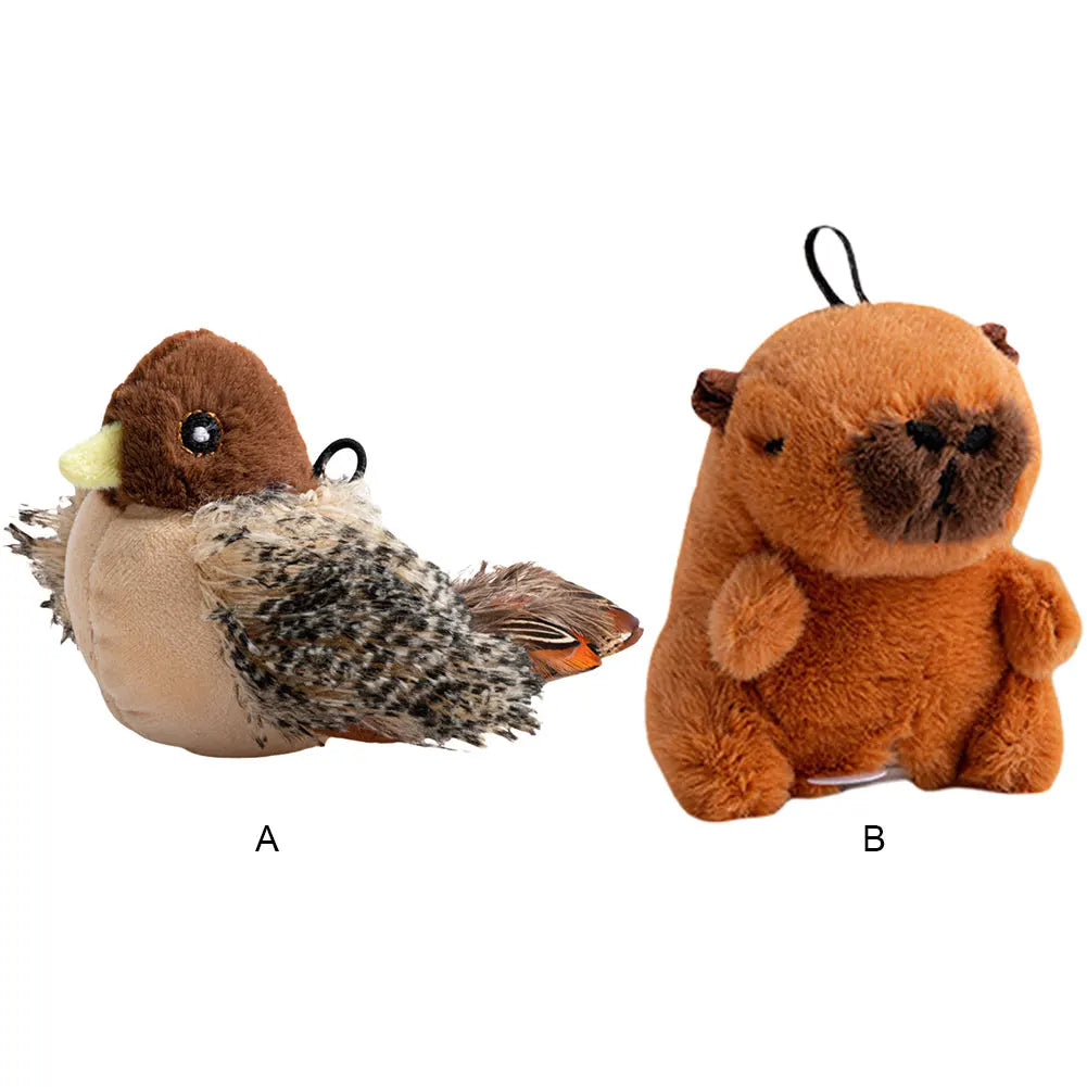 Interactive Chirping Bird Cat Toy Pet Simulation Bird Touch Voice Doll Interactive Cat Rechargeable Lifelike Bird Plush Toy