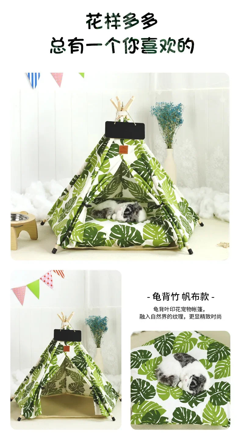 Pet Teepee with Double-Sided Thick Cushion