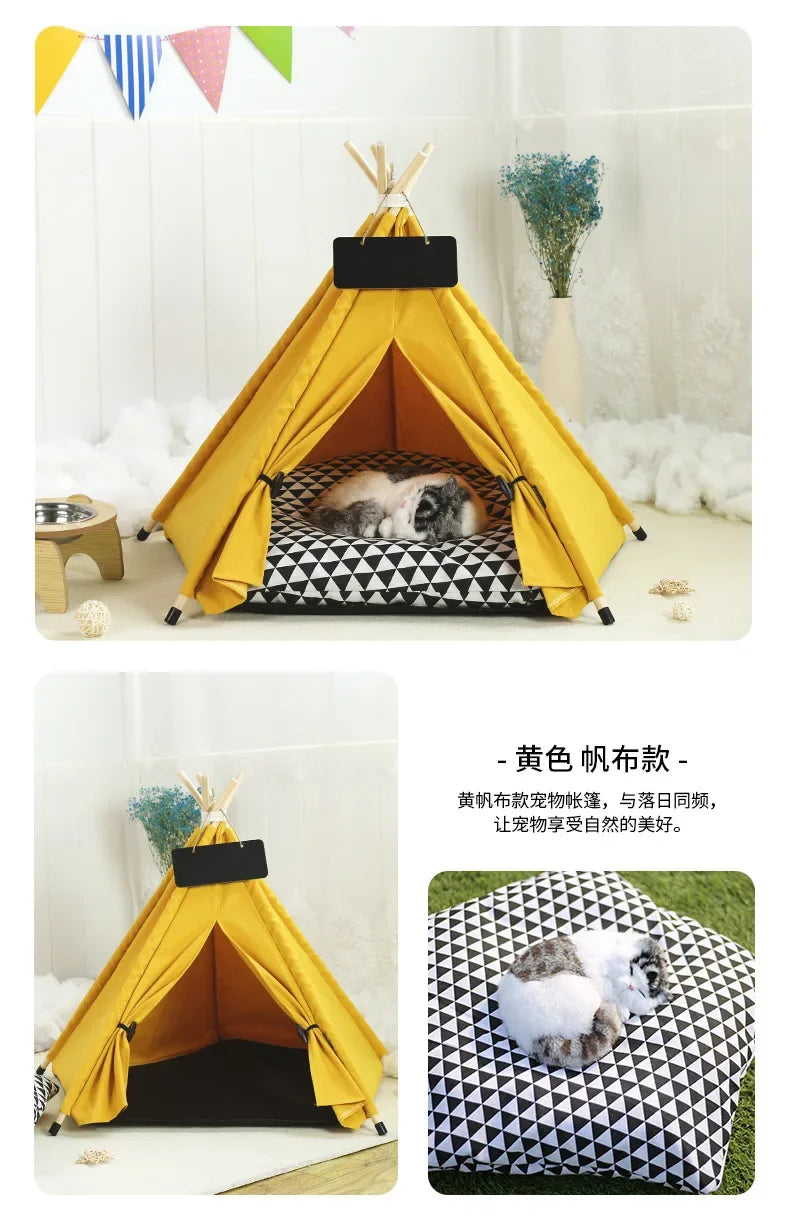 Pet Teepee with Double-Sided Thick Cushion