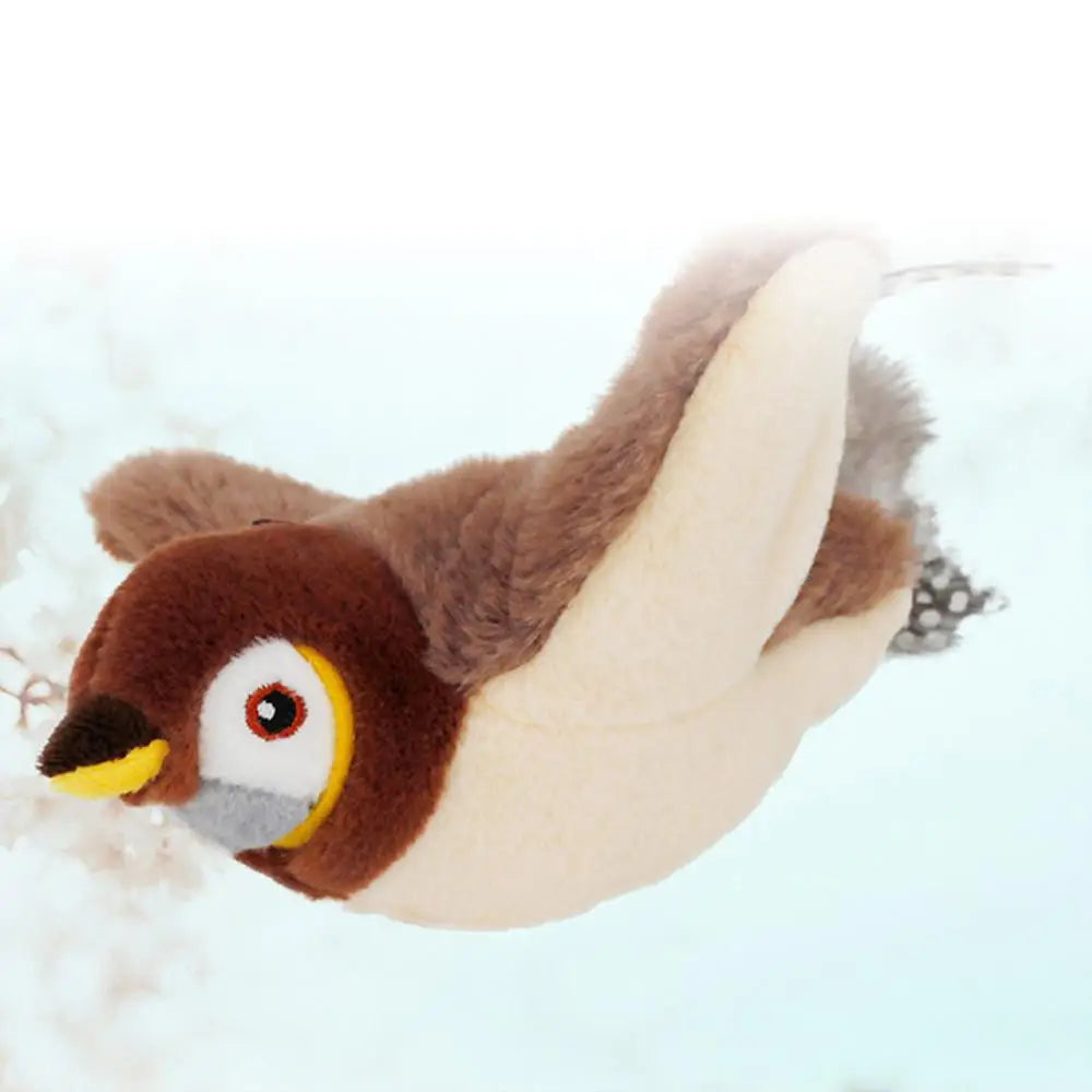 Interactive Cat Toys Chirping Bird Cat Toy Sparrow Plush Toys USB Rechargeable Kitten Toys Flapping Wings Interactive Cat Toy