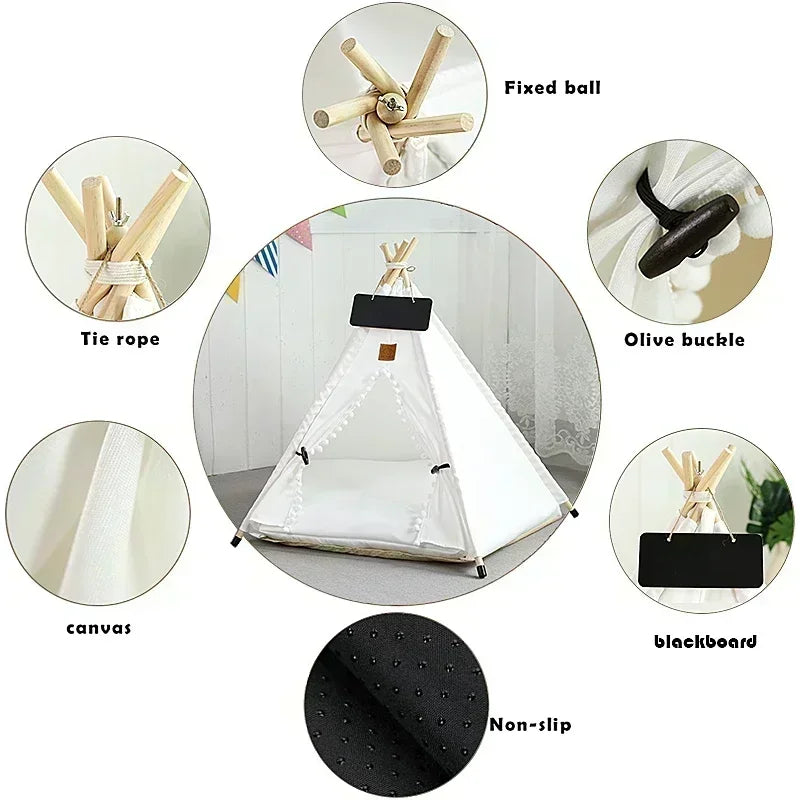 Pet Teepee with Double-Sided Thick Cushion