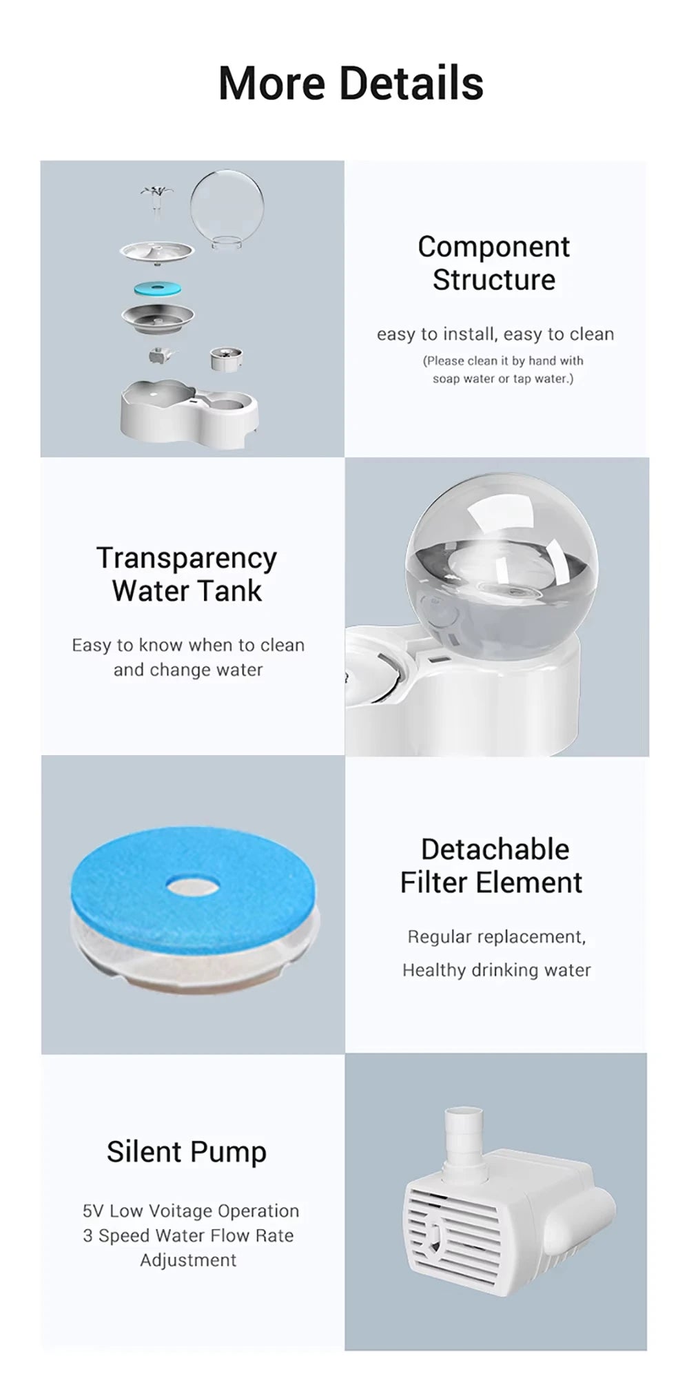 Cat Water Dispenser Automatic Recirculating Siphon Fountain Pet Feeder