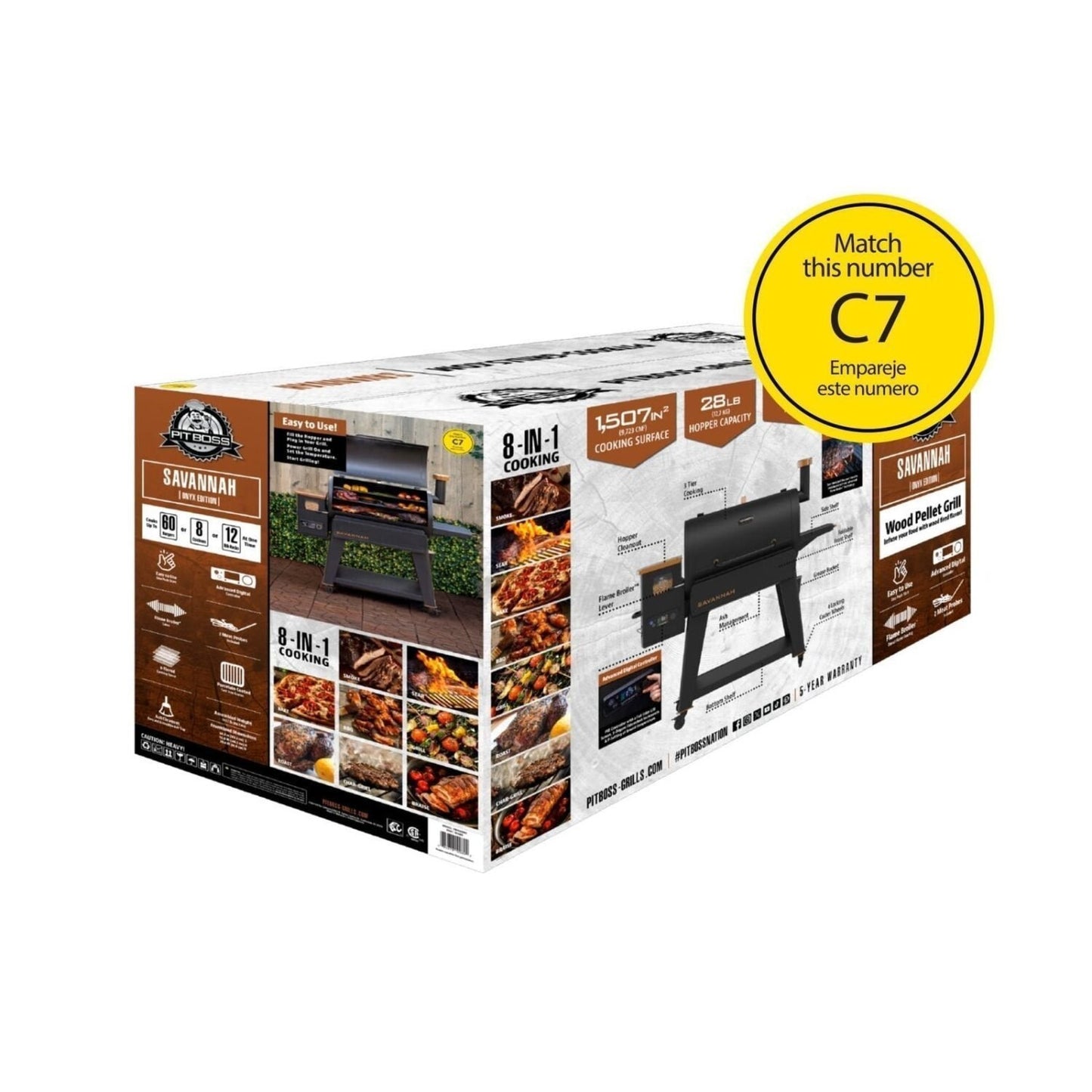 Pit Boss Pellet Smoker, Savannah 1500 Square Inch Wood Fired Pellet Grill, Onyx Series